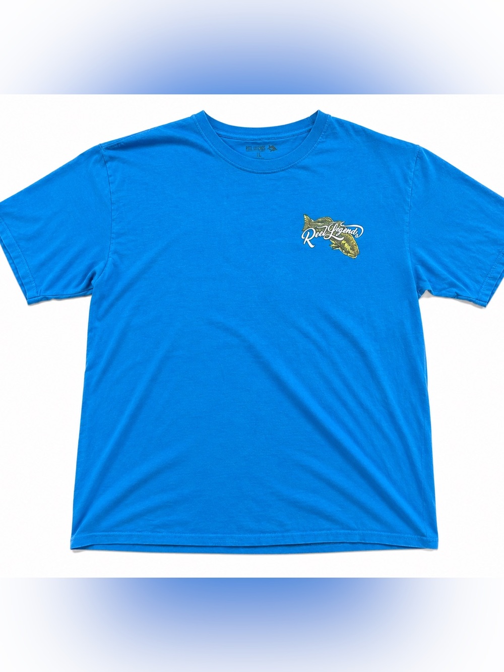 Mens Reel Legends Bright Blue Tee with Yellow Fish Logo